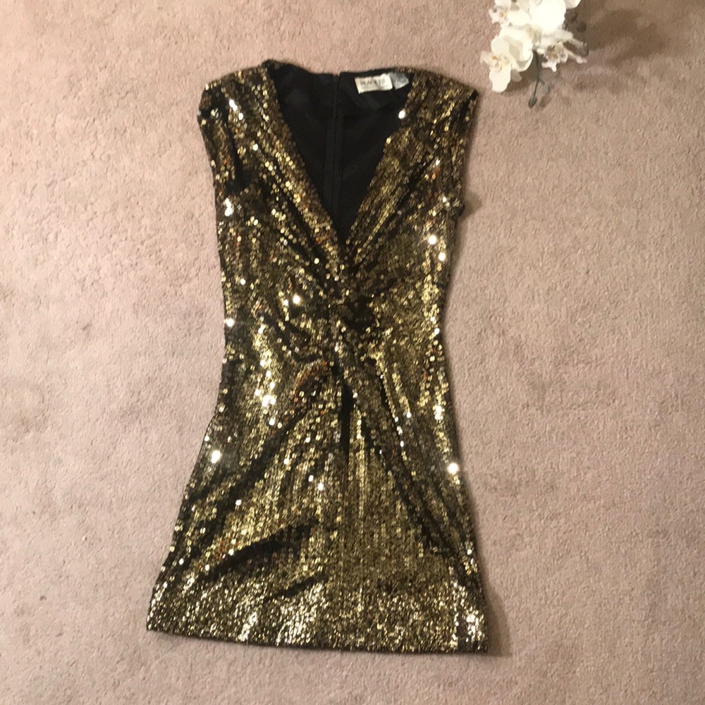 Black and gold sparkly sleeveless dress